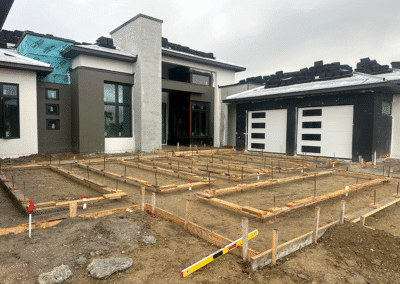 Full view of custom inlay concrete driveway by Zamora Concrete