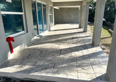 Full view of stamped concrete surface by Zamora Concrete with decorative pattern