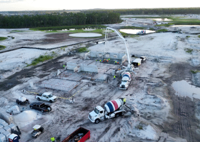 Concrete patio and seating area outside Glynclea Golf Course Pro Shop by Zamora Concrete
