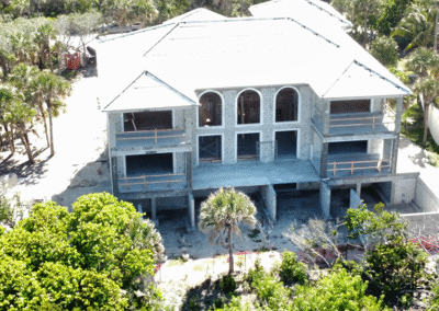Rebar and formwork detail during shell phase of Vero Beach oceanfront home by Zamora Concrete