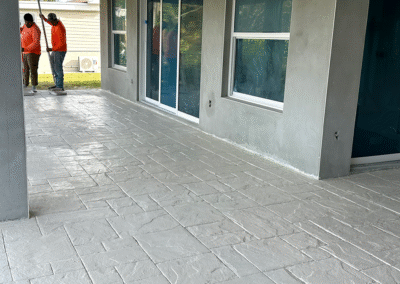 Close-up of stamped concrete pattern and texture by Zamora Concrete